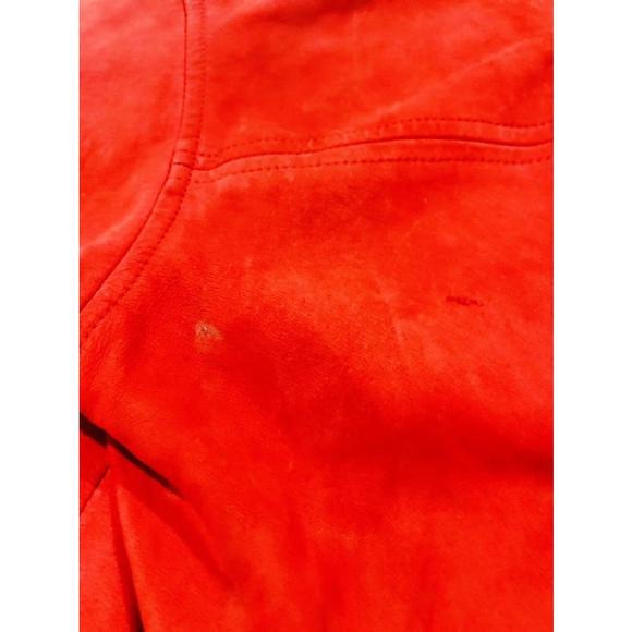 Lone Pine Women's Red Suede Leather Jacket Size M Reversible Collar Flip Cuffs - Picture 7 of 12
